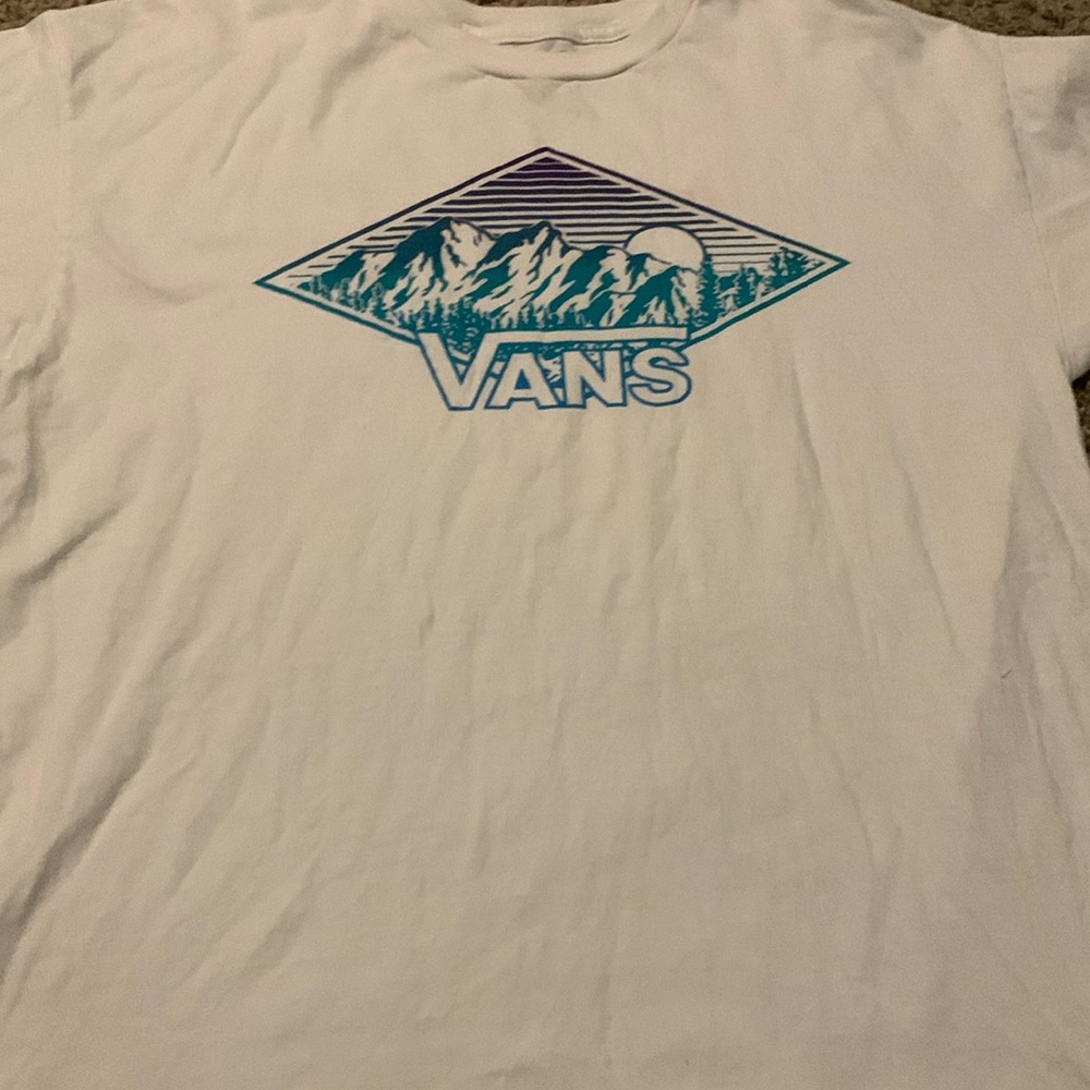 Vans white t-shirt w/ tricolor mountain